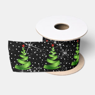 Ruban En Satin Arbres de Noël au ruban vert étincelant