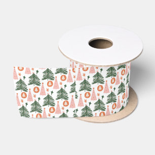 Ruban En Satin Arbres de Noël Bohème Rose Orange Vert