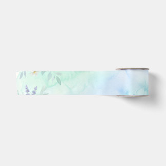Ruban En Satin arc-en-ciel floral pastel aquarelle fond bleu vert
