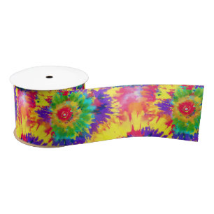 Ruban En Satin Arc-en-ciel Tie Dye Style Rétro Coloré Artiste