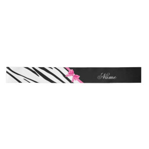 Ruban En Satin Arc rose rayé personnalisé de zèbre nommé