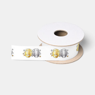 Ruban En Satin Argent 1,5" d'or de masques de drame de comédie e