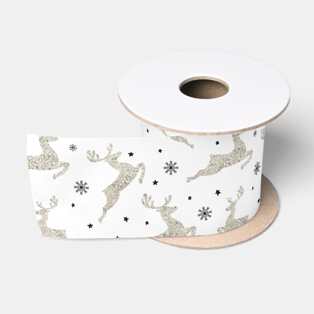 Ruban En Satin Argent Reindees (Bobine)