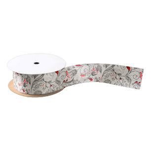 Ruban En Satin Arrière - plan noir et rouge Retro Fleur blanche