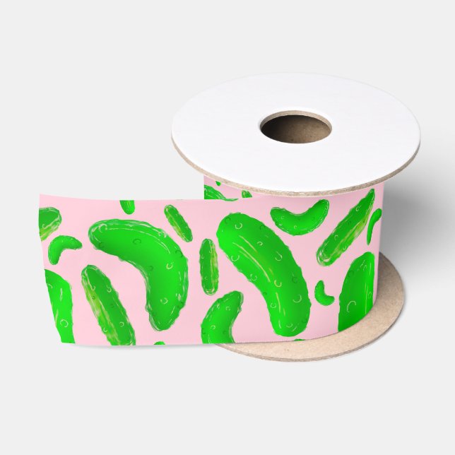 Ruban En Satin Arrière - plan rose des sachets verts (Bobine)
