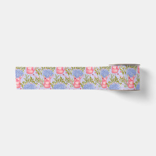 Ruban En Satin Arrosoirs roses Cottagecore Hortensias en fleurs