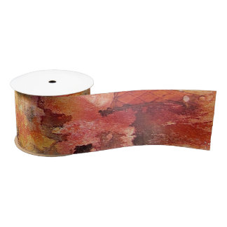Ruban En Satin Art Abstrait rouge Brown orange blanc