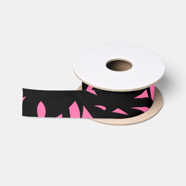 Ruban En Satin Art moderne magnifique rose / Noir (Bobine)
