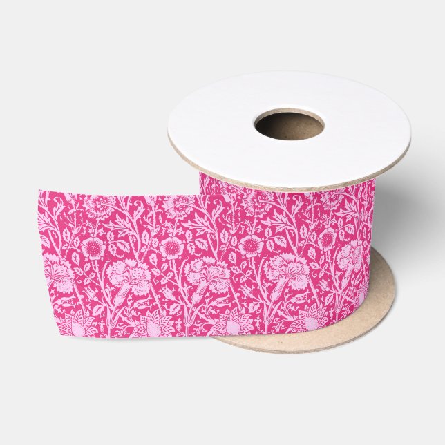 Ruban En Satin Art Nouveau Carnation Damask, Fuchsia rose (Bobine)