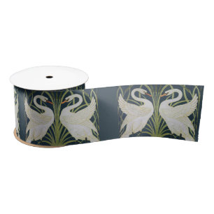 Ruban En Satin Art Nouveau Swan Deux Swans