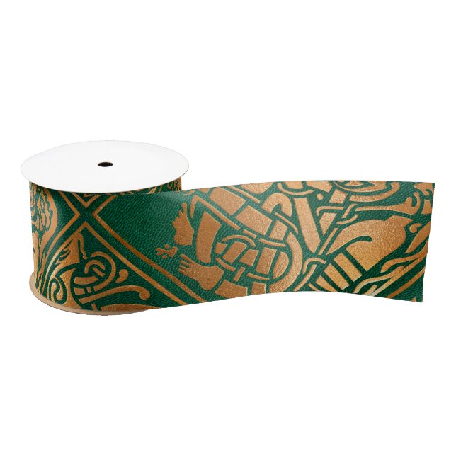Ruban En Satin Art tribal Celte Green (Bobine)