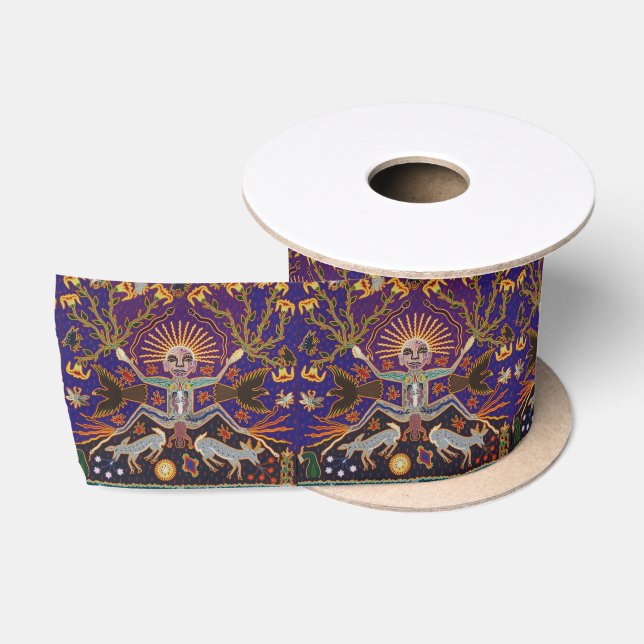 Ruban En Satin Art tribal ethnique Boho de déesse aztèque maya (Bobine)