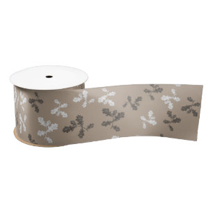 Ruban En Satin Automne Foliing Feuille Brown Taupe Motif