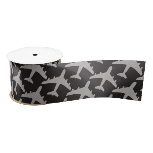 Ruban En Satin Avion à plan gris noir Avion à plan pilote Aviatio