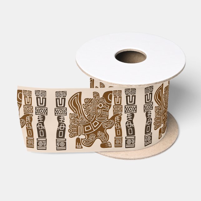 Ruban En Satin Aztec Eagle Guerrier Tribal Art antique (Bobine)