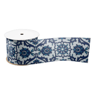 Ruban En Satin Azulejos Floral Carrelage Motif