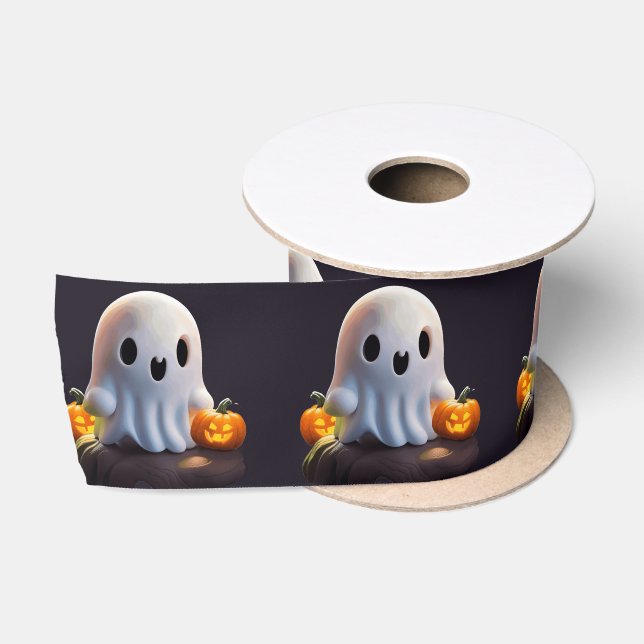 Ruban En Satin Baby Ghost Déplaisant mignon caractère Halloween (Bobine)