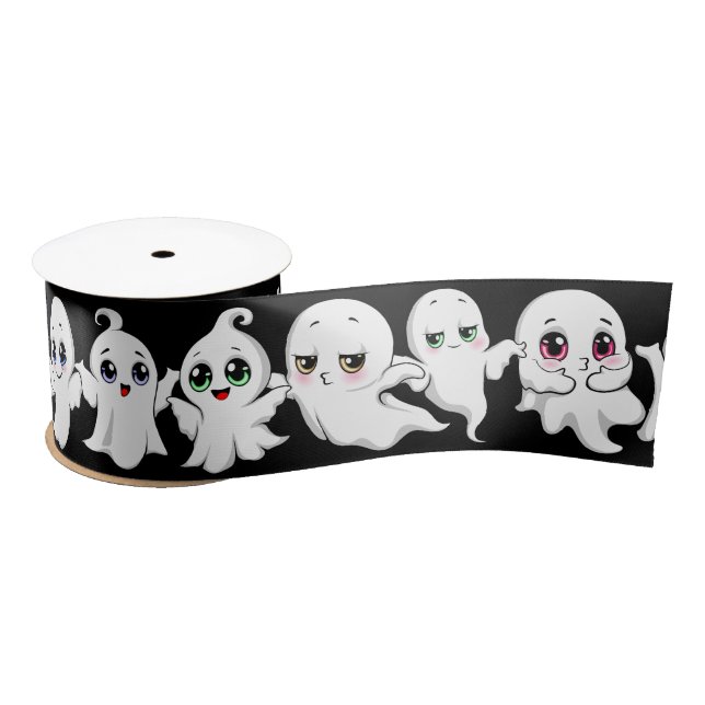 Ruban En Satin Baby Ghosts Éffrayant mignon Halloween humeur (Bobine)