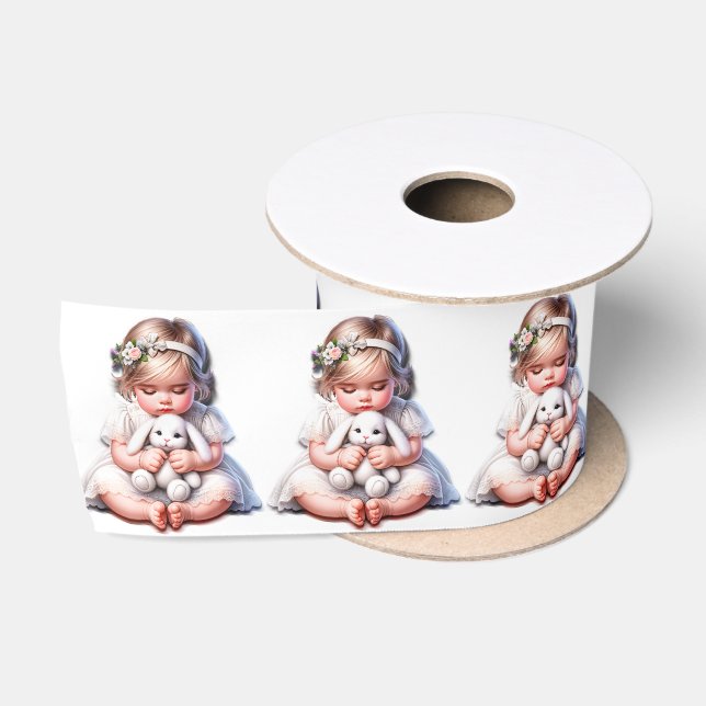 Ruban En Satin Baby Girl avec son lapin favori (Bobine)