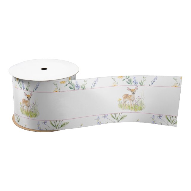 Ruban En Satin Baby shower de cerfs de printemps (Bobine)