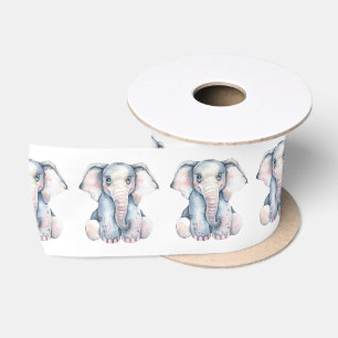 Ruban En Satin Baby shower d'éléphant rose gris mou