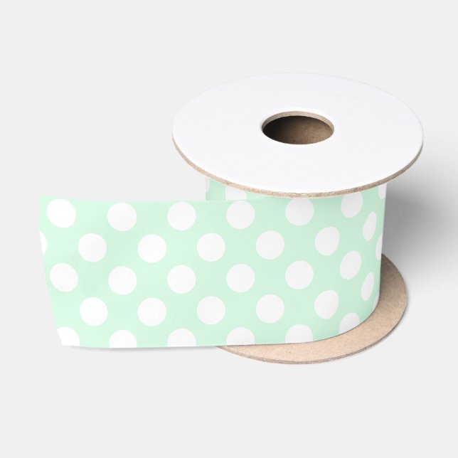 Ruban En Satin Baby shower élégant À petits pois vert et blanc (Bobine)