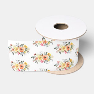 Ruban En Satin Baby Shower Fleurs de Printemps de Bienvenue