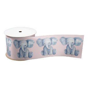 Ruban En Satin Baby shower mignon aquarelle bleu éléphant