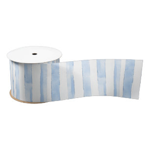 Ruban En Satin Baby Shower Rayures Bleu Blanc