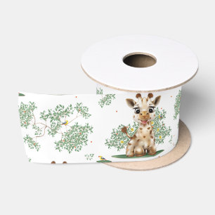 Ruban En Satin Baby shower Safari Bird Giraffe