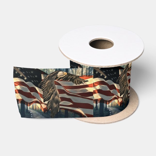 Ruban En Satin Bald Eagle Drapeau américain Country Road (Bobine)
