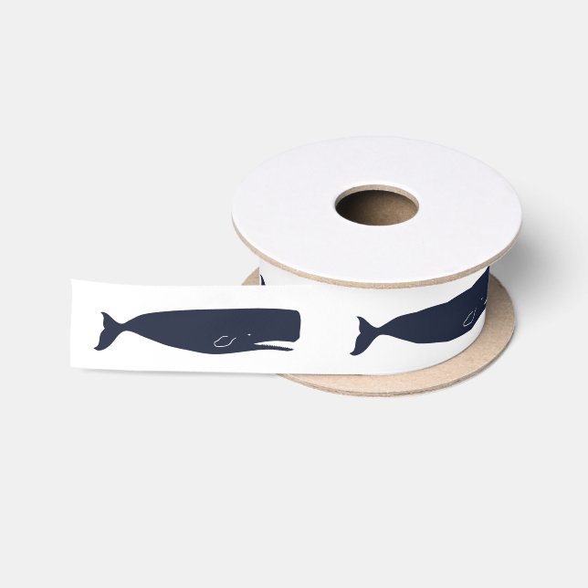 Ruban En Satin Baleine bleue de la marine nautique (Bobine)