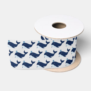 Ruban En Satin Baleine Bleue, Nautique