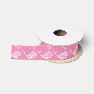 Ruban En Satin Baleines roses avec Pois