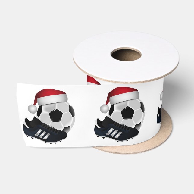 Ruban En Satin Balle de football de Noël et chaussure (Bobine)