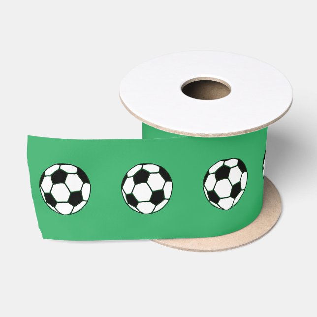 Ruban En Satin Balle De Football Dessin Sur Fond Vert (Bobine)