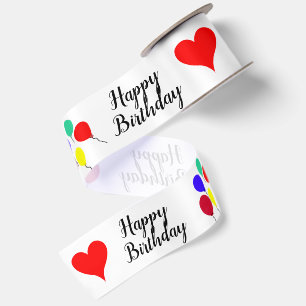 Ruban En Satin Ballons de Anniversaire Cœurs Rouges 3"