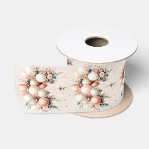 Ruban En Satin Ballons floraux de Pêche blanche colorée Élégante 