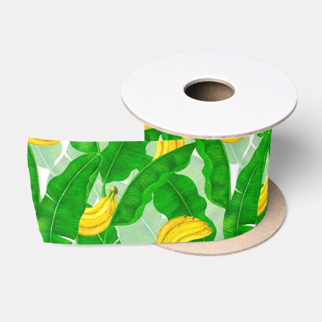 Ruban En Satin Bananes et aquarelle feuille (Bobine)
