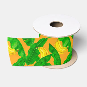 Ruban En Satin Bananes et feuille aquarelle design ruban satin