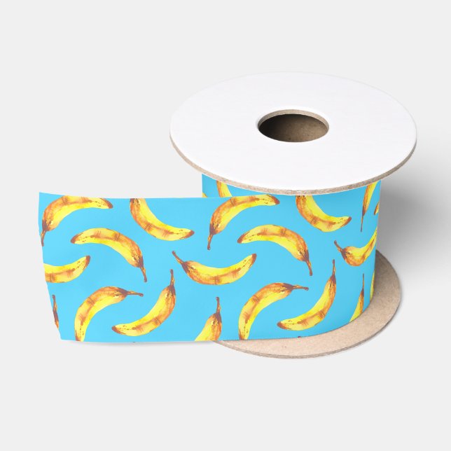 Ruban En Satin Bananes Motif aquarelle (Bobine)
