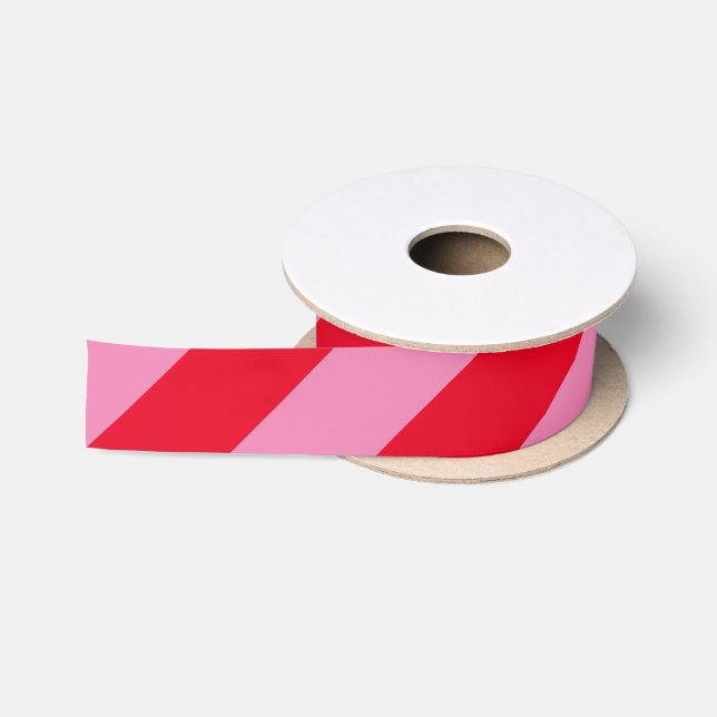 Ruban En Satin Bande large rouge et rose (Bobine)