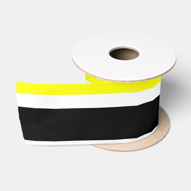 Ruban En Satin Bandes blanches et grises noires (Bobine)