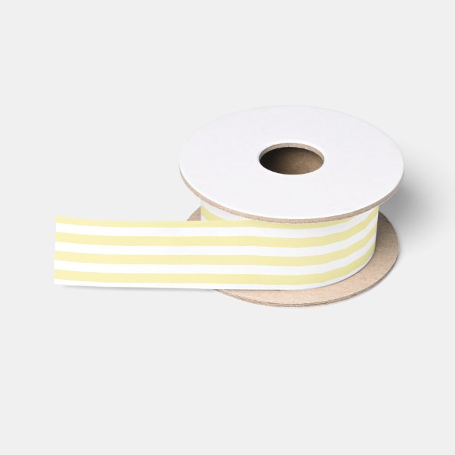 Ruban En Satin Bandes de bonbons jaunes et blancs (Bobine)