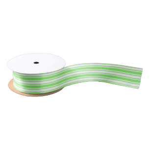 Ruban En Satin Bandes de bonbons vert et blanc de chaux