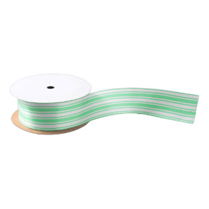 Ruban En Satin Bandes de bonbons vert et blanc pastel