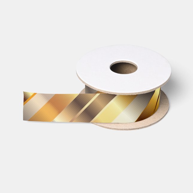Ruban En Satin Bandes diagonales d'or | Noël (Bobine)