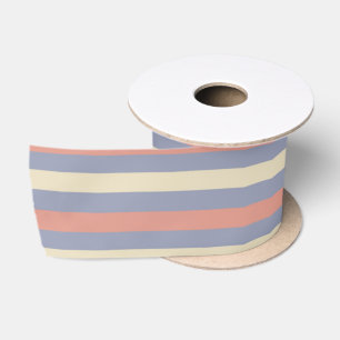 Ruban En Satin Bandes pastel jaune, orange et bleu