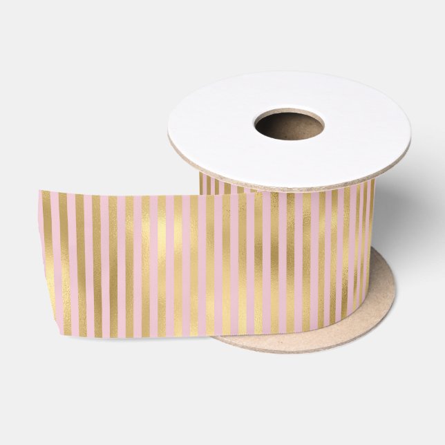 Ruban En Satin Bandes roses et or (Bobine)