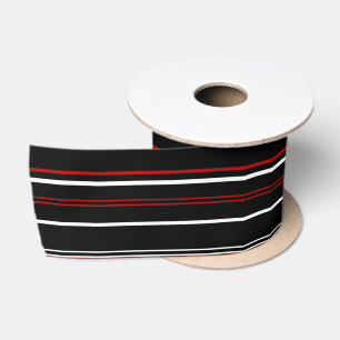 Ruban En Satin Bandes rouges et blanches noires